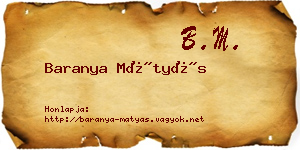 Baranya Mátyás névjegykártya
